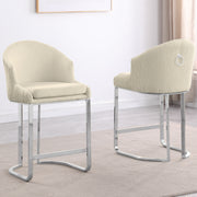 SC370-7, CH370-7, & BS370-7: Modern Teddy Upholstered Chairs with Chrome Finish Legs & Decorative Back Ring Handle (Set of 2)