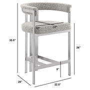SC380-7. CH380-7, & BS380-7: Modern Boucle Upholstered Chairs with Matte Brushed Chrome Finish Legs (Set of 2)