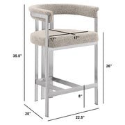 SC380-7. CH380-7, & BS380-7: Modern Boucle Upholstered Chairs with Matte Brushed Chrome Finish Legs (Set of 2)