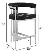 CH380 Architectural Boucle Counter Height Bar Stool with Matte Brushed Chrome Flat-Strap Frame & Floating Back