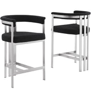 SC380-7. CH380-7, & BS380-7: Modern Boucle Upholstered Chairs with Matte Brushed Chrome Finish Legs (Set of 2)