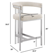 SC380-7. CH380-7, & BS380-7: Modern Boucle Upholstered Chairs with Matte Brushed Chrome Finish Legs (Set of 2)