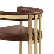 CH384L Architectural Leathaire Counter Height Bar Stool with Matte Brushed Gold Flat-Strap Frame & Floating Back