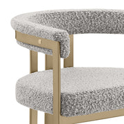 CH384 Architectural Boucle Counter Height Bar Stool with Matte Brushed Gold Flat-Strap Frame & Floating Back