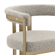 CH384 Architectural Boucle Counter Height Bar Stool with Matte Brushed Gold Flat-Strap Frame & Floating Back