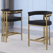 SC380-7. CH380-7, & BS380-7: Modern Boucle Upholstered Chairs with Matte Brushed Chrome Finish Legs (Set of 2)
