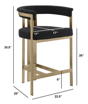 CH384 Architectural Boucle Counter Height Bar Stool with Matte Brushed Gold Flat-Strap Frame & Floating Back
