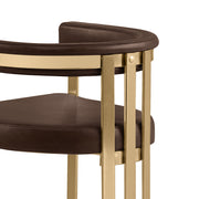 CH384L Architectural Leathaire Counter Height Bar Stool with Matte Brushed Gold Flat-Strap Frame & Floating Back