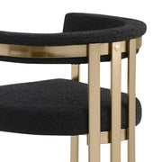 CH384 Architectural Boucle Counter Height Bar Stool with Matte Brushed Gold Flat-Strap Frame & Floating Back