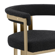 CH384 Architectural Boucle Counter Height Bar Stool with Matte Brushed Gold Flat-Strap Frame & Floating Back