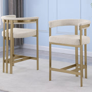 SC380-7. CH380-7, & BS380-7: Modern Boucle Upholstered Chairs with Matte Brushed Chrome Finish Legs (Set of 2)