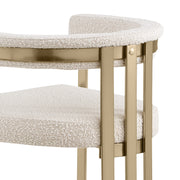 CH384 Architectural Boucle Counter Height Bar Stool with Matte Brushed Gold Flat-Strap Frame & Floating Back
