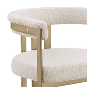 CH384 Architectural Boucle Counter Height Bar Stool with Matte Brushed Gold Flat-Strap Frame & Floating Back