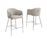 CH450 Architectural Boucle Barrel Counter Height Stool with Sculptural Chrome Frame & Footrest by Quality Living Furniture