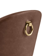 CH454L Architectural Leathaire Barrel Counter Height Bar Stool with Sculptural Gold Frame & Footrest