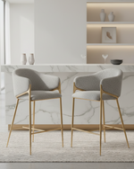 Modern Boucle Counter Height Chairs with Gold Metal Frame and Ring Pull (CH454 - CH457) by Quality Living Furniture