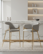 Modern Boucle Counter Height Chairs with Gold Metal Frame and Ring Pull (CH454 - CH457) by Quality Living Furniture