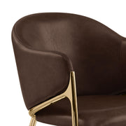 CH454L Architectural Leathaire Barrel Counter Height Bar Stool with Sculptural Gold Frame & Footrest