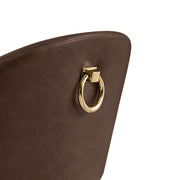 CH454L Architectural Leathaire Barrel Counter Height Bar Stool with Sculptural Gold Frame & Footrest