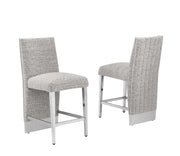 CH560 Luxury High Back Boucle Counter Height Bar Stool with Nailhead Trim & Architectural Chrome Base