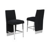 CH560 Luxury High Back Boucle Counter Height Stool with Nailhead Trim & Architectural Chrome Base