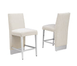 CH560 Luxury High Back Boucle Counter Height Stool with Nailhead Trim & Architectural Chrome Base