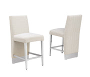 CH560 Luxury High Back Boucle Counter Height Bar Stool with Nailhead Trim & Architectural Chrome Base