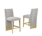 CH564 Luxury High Back Boucle Counter Height Stool with Gold Nailhead Trim & Architectural Gold Base