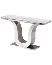 White Marble Console Table With Stainless Steel Base