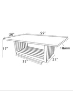 Marble Coffee Table with Rectangle Steel Base technical drawing showing 55x30x17 dimensions
