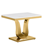 CT320 - 2 White Marble Coffee Table Set With Gold Stainless Steel Base by Quality Living Furniture