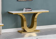 CT320 - 2 White Marble Coffee Table Set With Gold Stainless Steel Base by Quality Living Furniture
