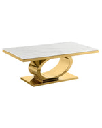 Modern oval base coffee table with white marble top