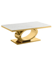 Modern oval base coffee table with white marble top