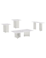 4 piece coffee table living room set with white marble top and stainless steel base