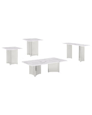 4 piece coffee table living room set with white marble top and stainless steel base