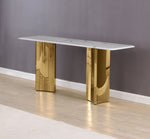 White marble console table with gold stainless steel legs