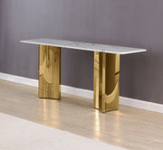 White marble console table with gold stainless steel legs