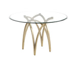 Modern Rectangular Glass Dining Table With Chrome Base Seats Eight by Quality Living Furniture