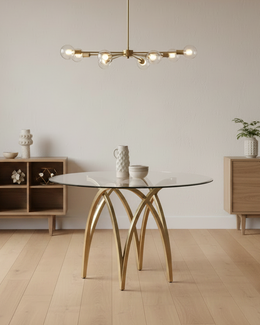Modern Rectangular Glass Dining Table With Chrome Base Seats Eight by Quality Living Furniture
