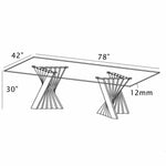 94-Inch Modern Glass-Top Dining Table with Architectural Twisted Gold Metal Base (D04) by Quality Living Furniture