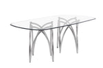 Modern Rectangular Glass Top Dining Table With Chrome Base by Quality Living Furniture
