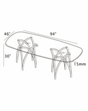 Modern Rectangular Glass Top Dining Table With Chrome Base by Quality Living Furniture