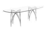 Modern Rectangular Glass Top Dining Table With Chrome Base by Quality Living Furniture
