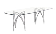 Modern Rectangular Glass Top Dining Table With Chrome Base by Quality Living Furniture