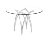 Modern Rectangular Glass Dining Table With Chrome Base Seats Eight by Quality Living Furniture