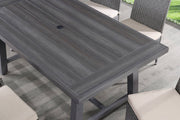 D1000 Modern Aluminum Patio Dining Collection with Polywood Top and PE Wicker Chairs