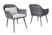 D1002 Gray Wicker 3 Piece Patio Conversation Set with Glass Table