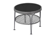 D1002 Gray Wicker 3 Piece Patio Conversation Set with Glass Table