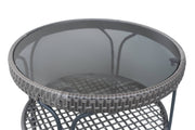 D1002 Gray Wicker 3 Piece Patio Conversation Set with Glass Table
